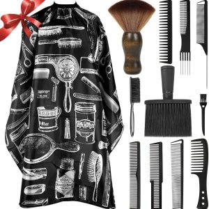 12PCS Barber Hair Cutting Kit – Combs, Cape & Brushes for Professionals